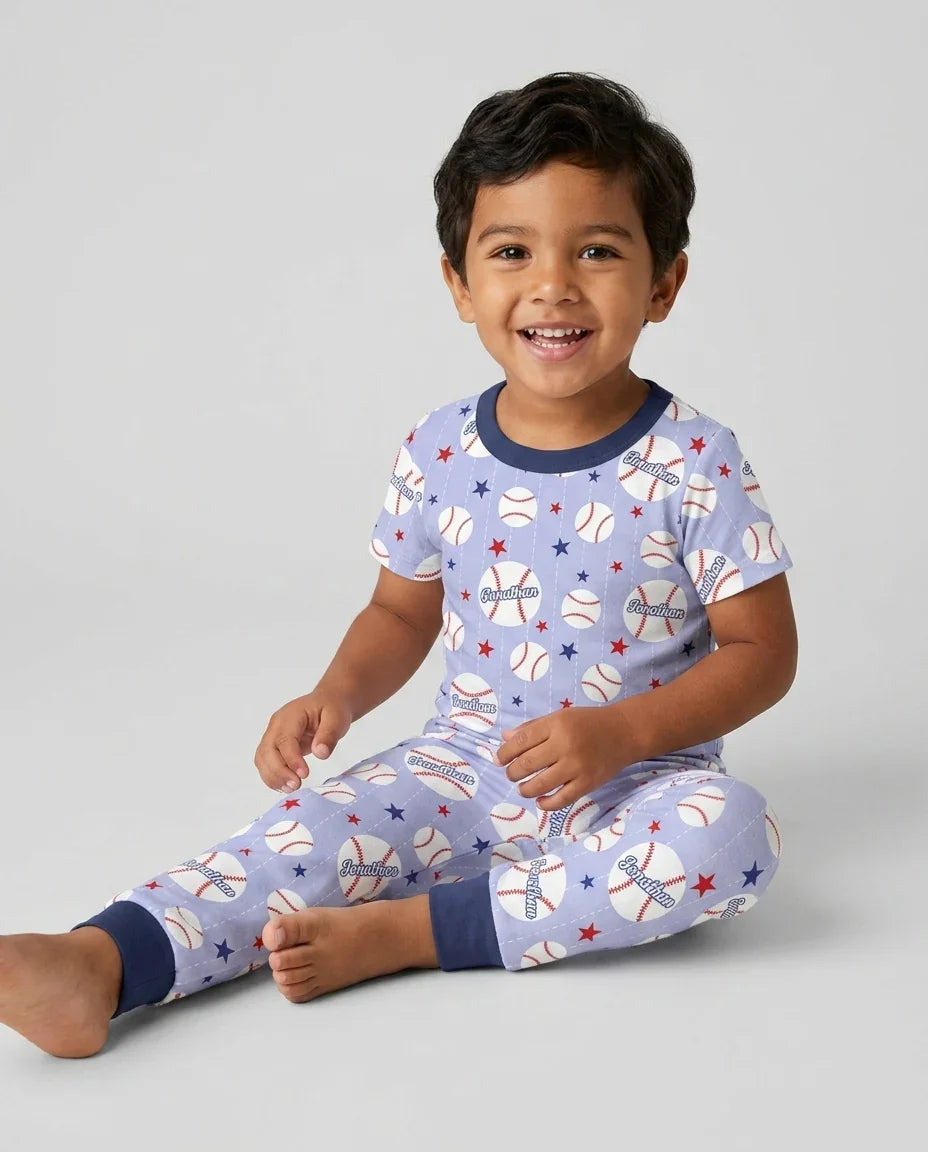 Custom Name Rookie of The Year Matching Bamboo Two Piece Short Sleeve Pajama Set