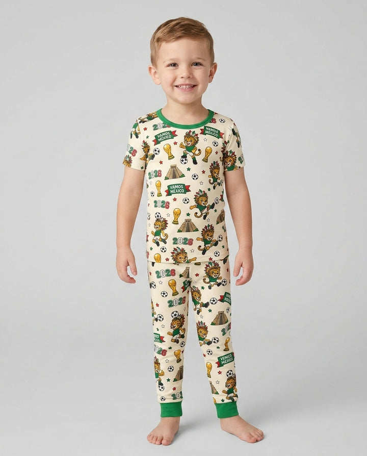 Jaguar 2026 Vamos Mexico Family Matching Bamboo Two Piece Short Sleeve Pajama Set