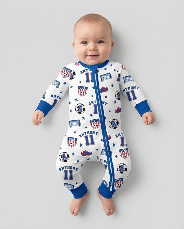 Custom Name Soccer Time Bamboo Convertible Zippy