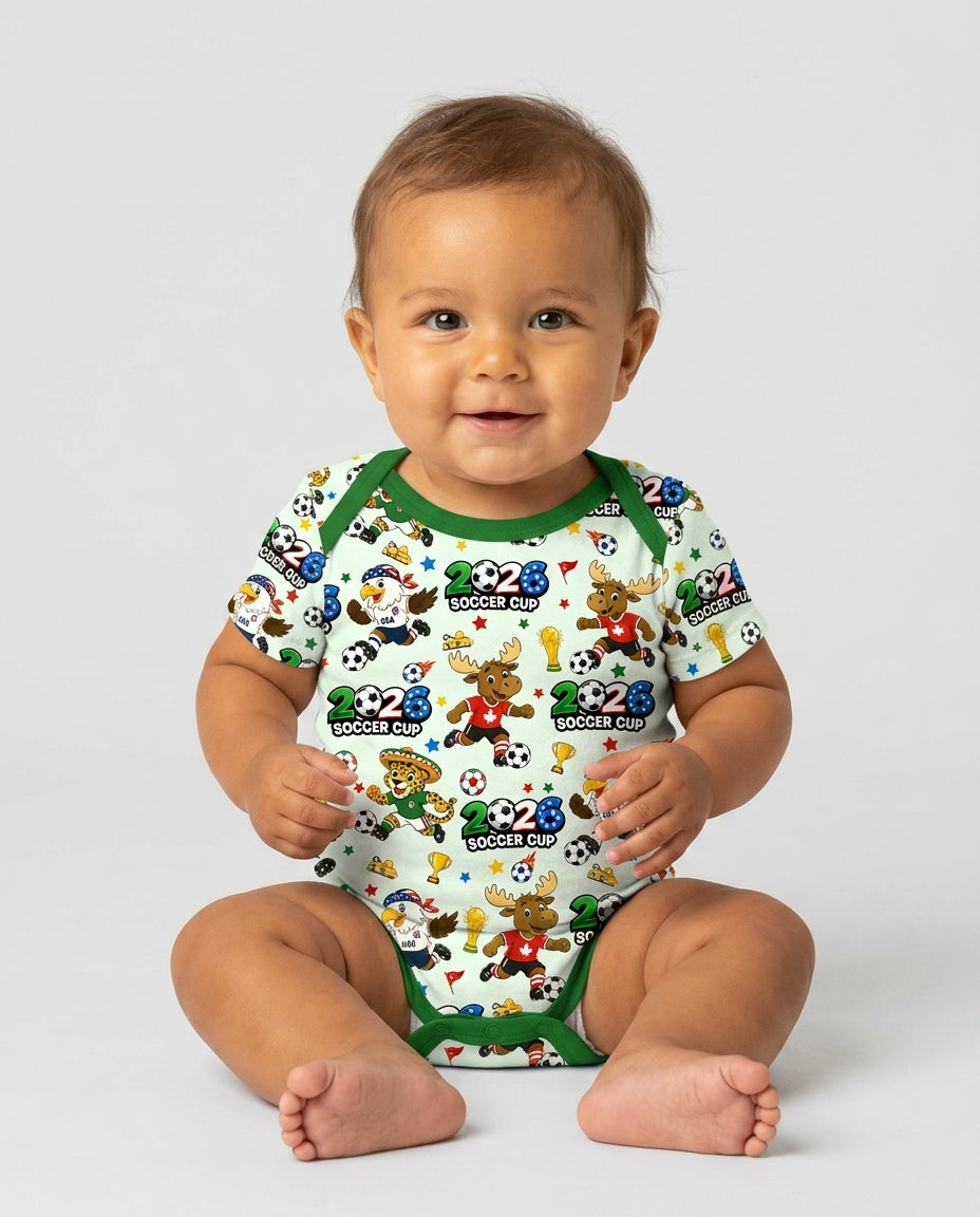 Soccer Cup Cute Mascots Bamboo Bodysuit