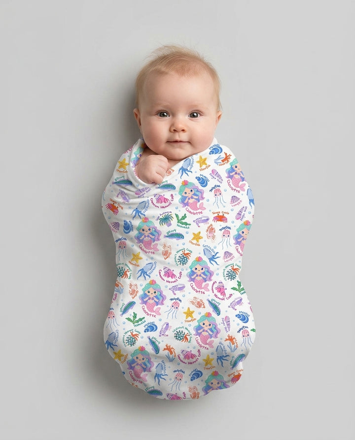 Personalized Cute Mermaid bamboo swaddle blanket