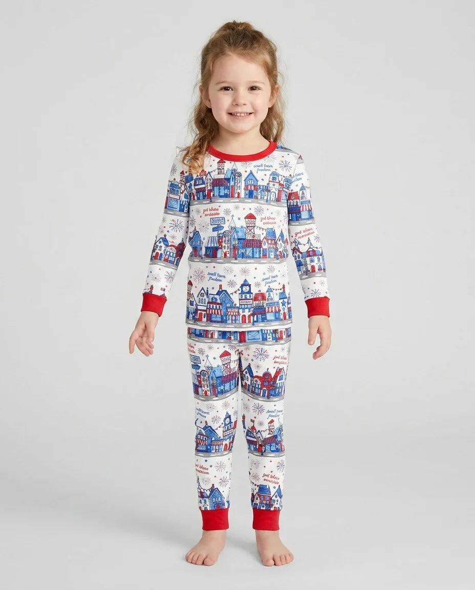 Small Town Freedom USA Bamboo Two Piece Long Sleeve Pajama Set