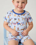 Patriotic Pups Family Matching Bamboo Two Piece Short Sleeve Shorts Pajama Set
