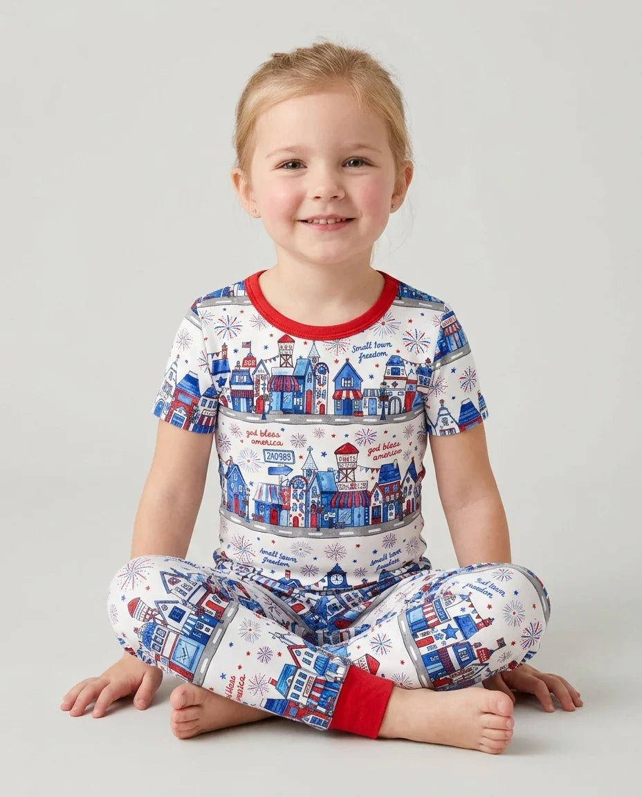 Small Town Freedom USA Bamboo Two Piece Short Sleeve Pajama Set
