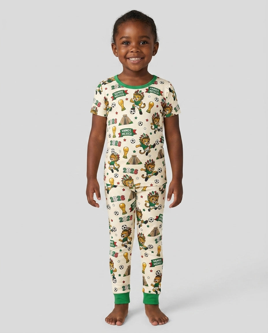 Jaguar 2026 Vamos Mexico Family Matching Bamboo Two Piece Short Sleeve Pajama Set