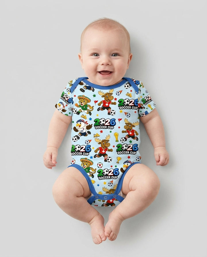 Soccer Cup Cute Mascots Bamboo Bodysuit