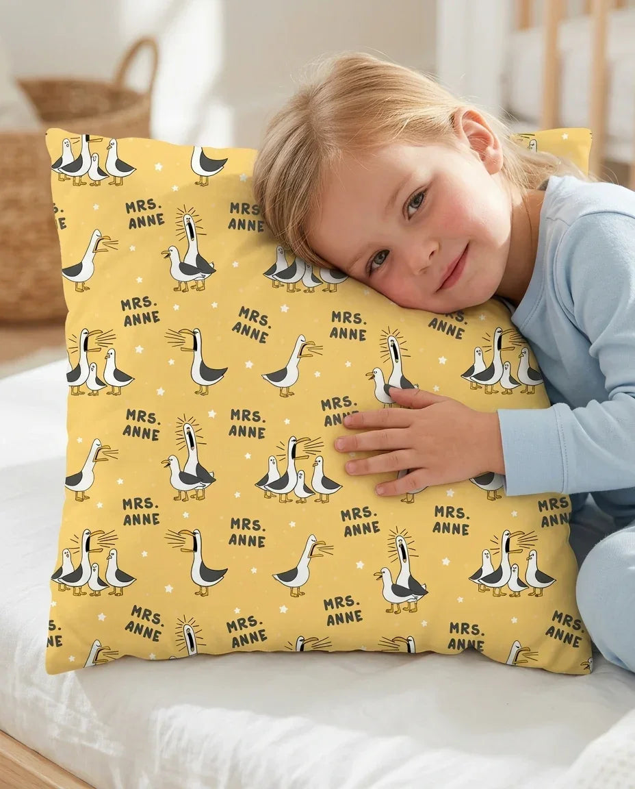 Custom Funny Seagulls Teacher Bamboo Pillow Case