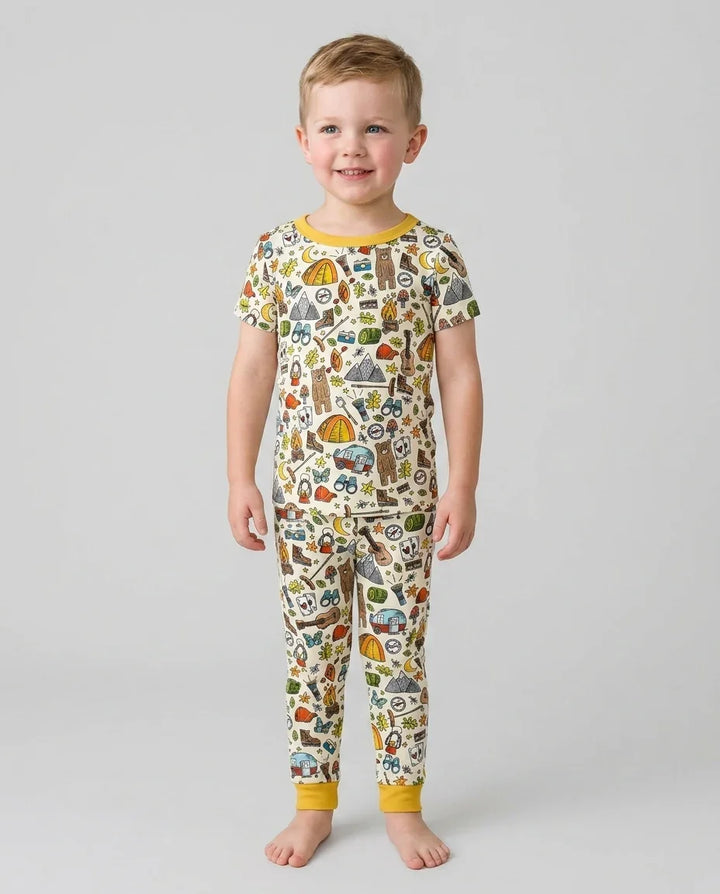 Funny Camper Family Matching Bamboo Two Piece Short Sleeve Pajama Set