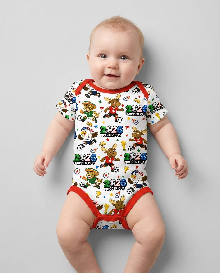 Soccer Cup Cute Mascots Bamboo Bodysuit