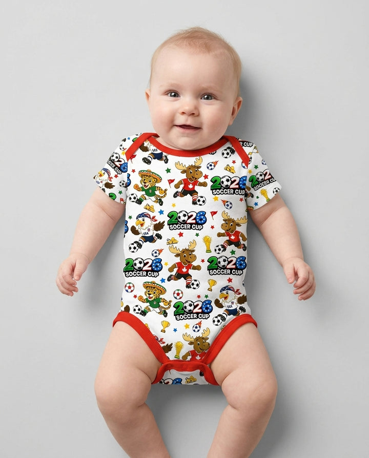 Soccer Cup Cute Mascots Bamboo Bodysuit