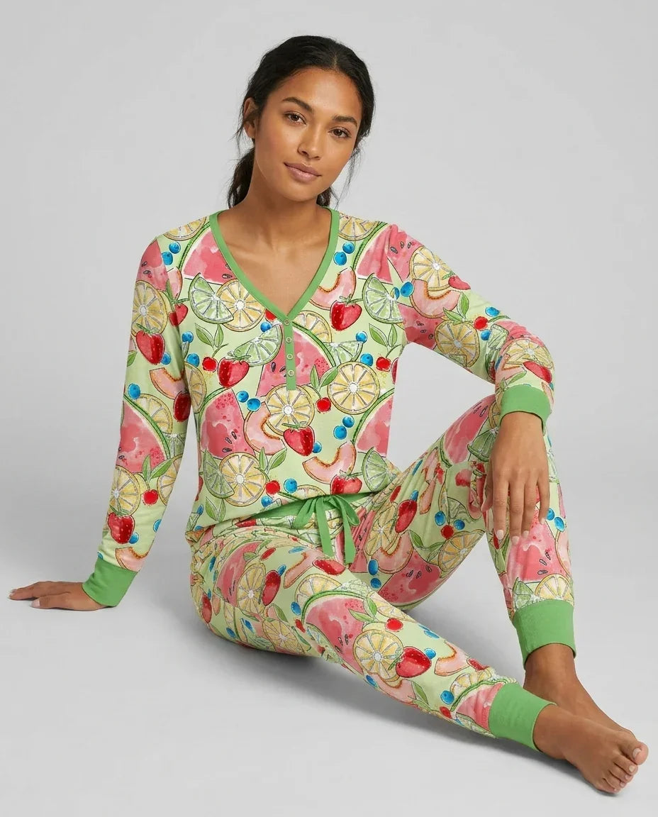 Sweet Summer Fruits Family Matching Bamboo Women Pajama Set