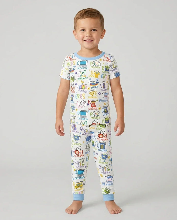 You Are Spanish Alphabet Version Bamboo Two Piece Short Sleeve Pajama Set
