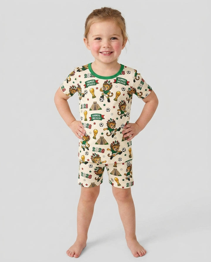 Jaguar 2026 Vamos Mexico Family Matching Bamboo Two Piece Short Sleeve Shorts Pajama Set