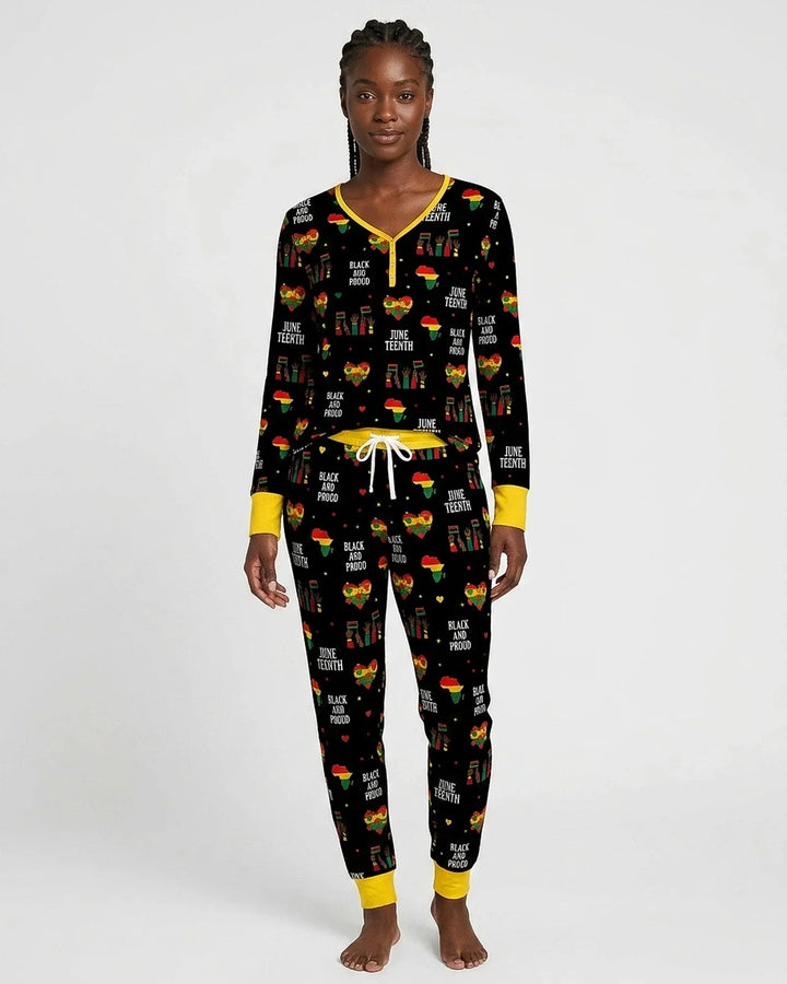 Juneteenth Black and Proud Bamboo Women Pajama Set