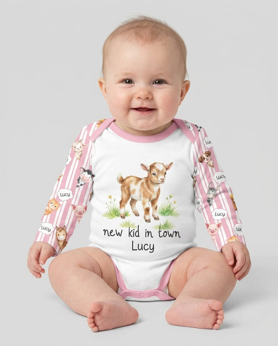 New Kid in Town Custom Name Bamboo Bodysuit