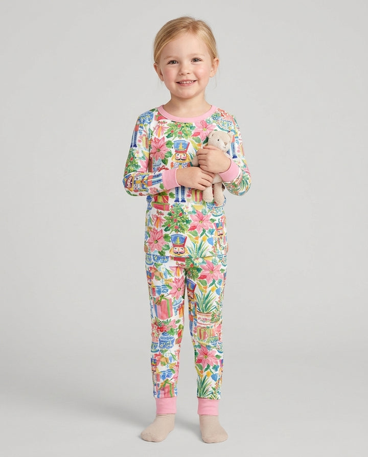 Watercolor Nutcracker Holiday Bamboo Two Piece Long Sleeve Pajama Set