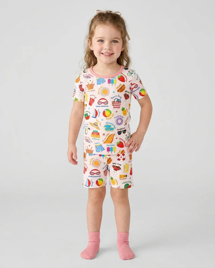 Love Summer Bamboo Two Piece Short Sleeve Shorts Pajama Set
