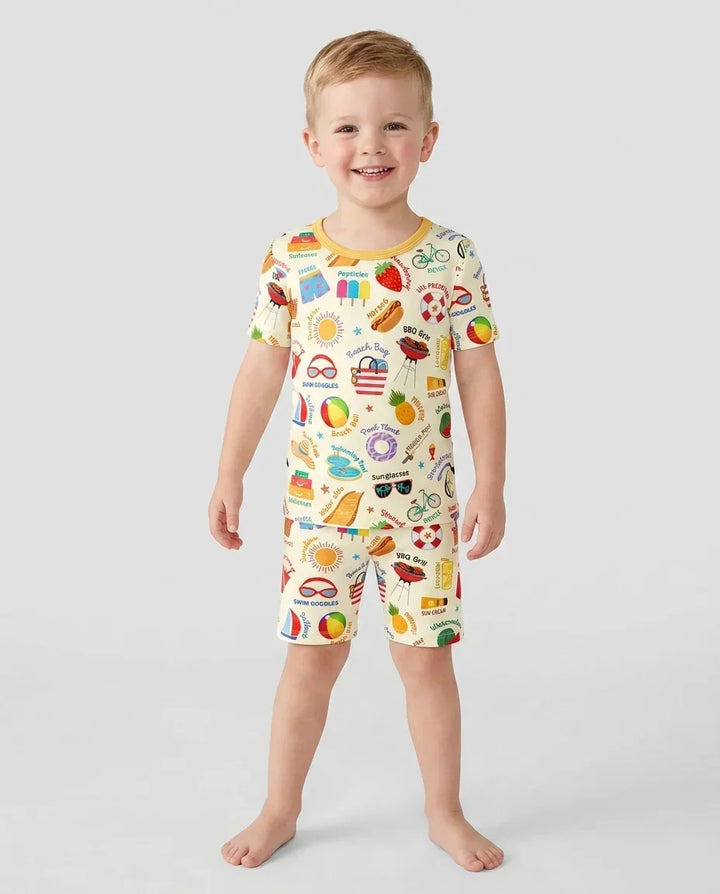 Love Summer Bamboo Two Piece Short Sleeve Shorts Pajama Set