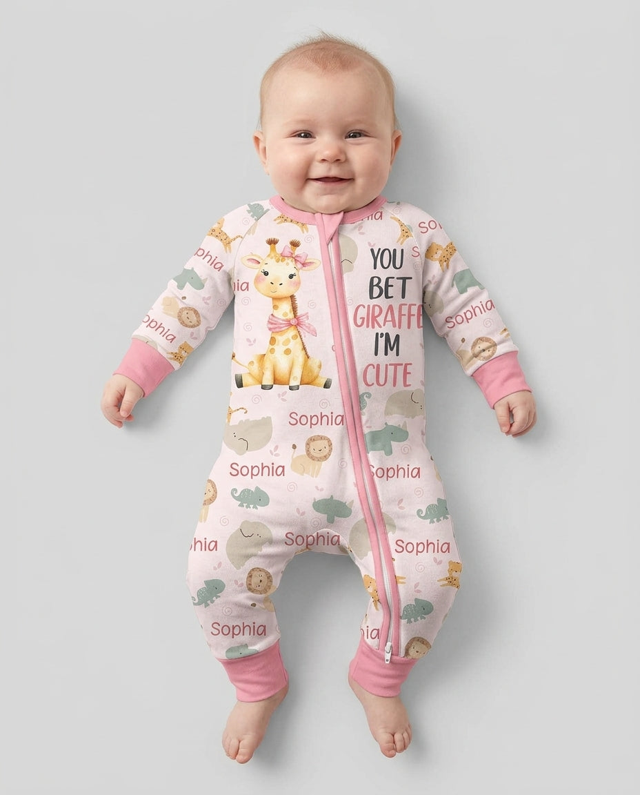 You Bet Giraffe I'm Cute Custom Name Bamboo Convertible Zippy