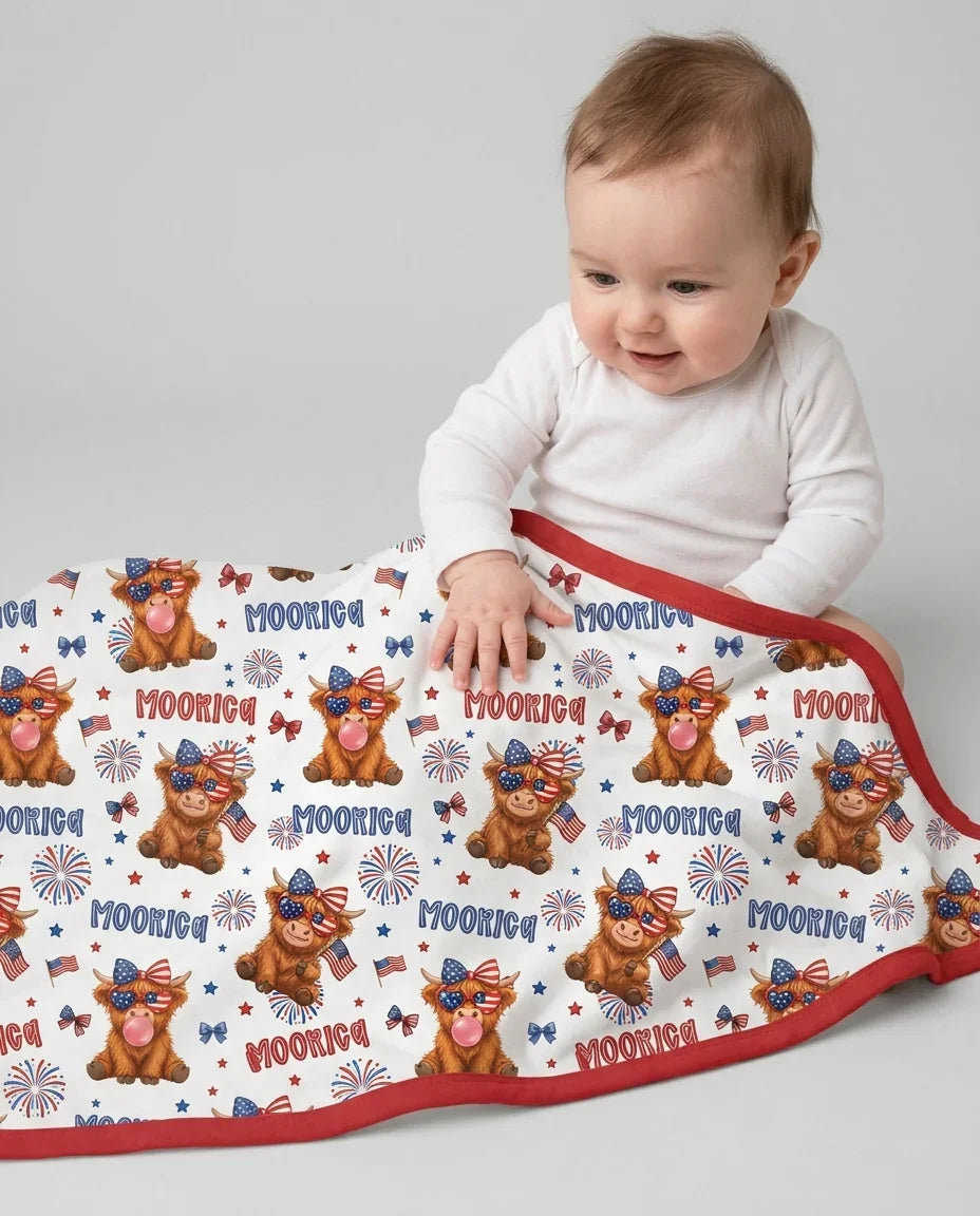 Moo-Rica Cowgirl Bamboo Blanket