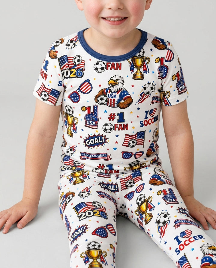 USA Soccer 2026 Party Bamboo Two Piece Short Sleeve Pajama Set