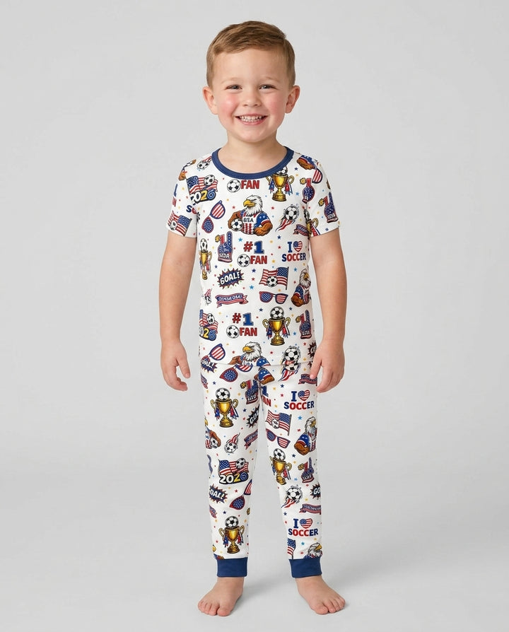 USA Soccer 2026 Party Bamboo Two Piece Short Sleeve Pajama Set