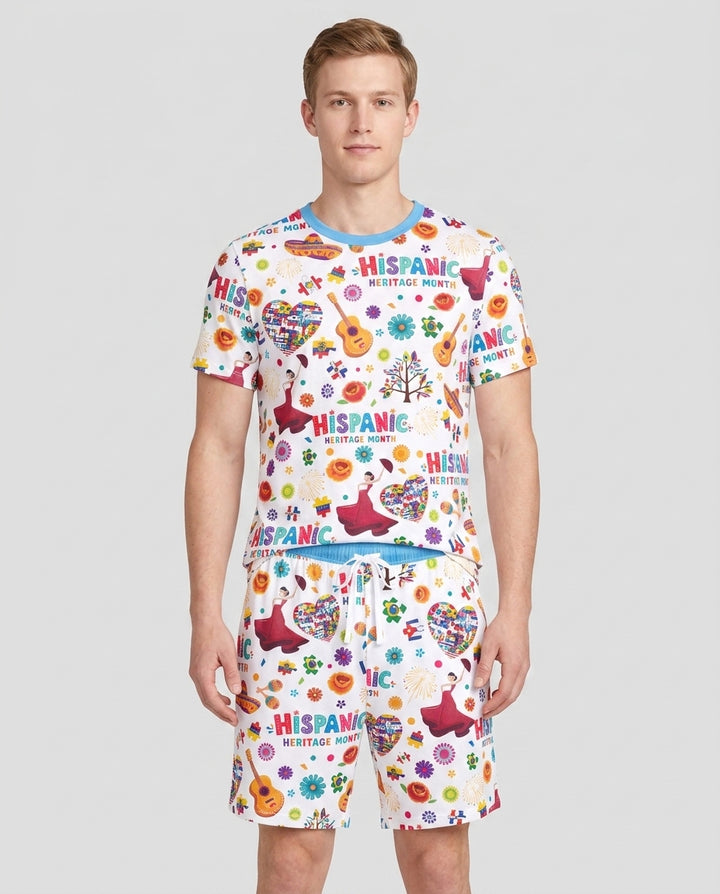Fiesta Hispanic Heritage Month Bamboo Men Short Sleeve Short Pajama Set
