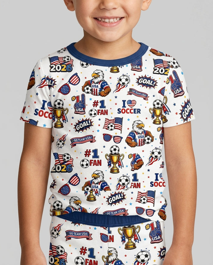 USA Soccer 2026 Party Bamboo Two Piece Short Sleeve Shorts Pajama Set