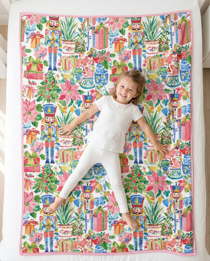Watercolor Nutcracker Holiday Bamboo Blanket