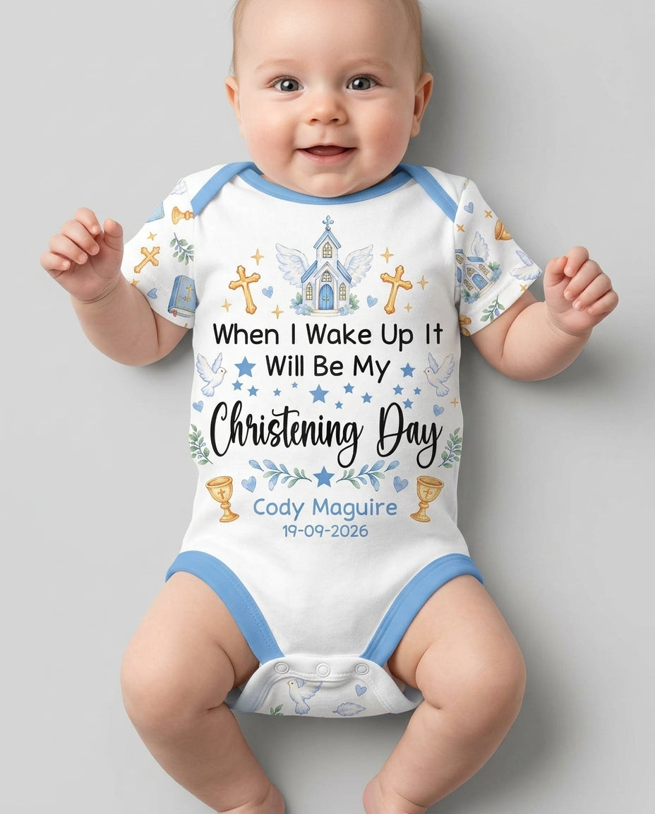 Personalized When I Wake Up It Will Be My Christening Day Bamboo Bodysuit