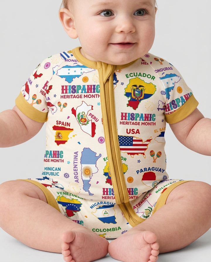 Hispanic Heritage Month Country Flags Bamboo Shorty Zippy