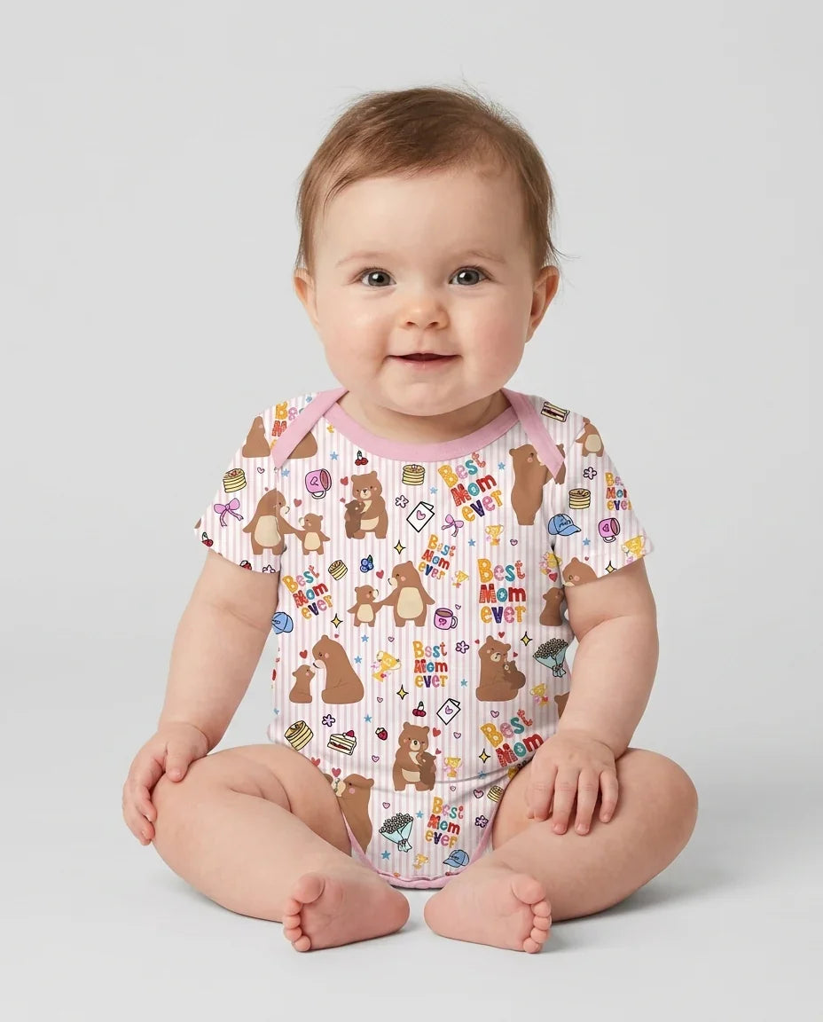 Best Mama Bear Ever Family Matching Bamboo Two Piece Short Sleeve Shorts Pajama Set