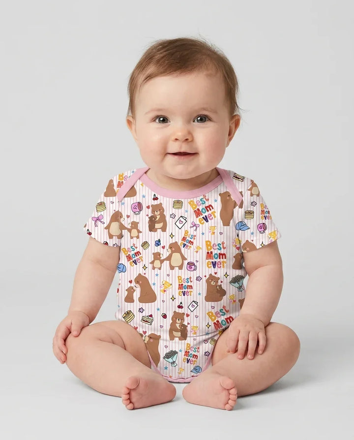 Best Mama Bear Ever Family Matching Bamboo Two Piece Short Sleeve Shorts Pajama Set