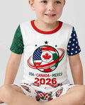 Soccer Cup USA Canada Mexico Bamboo Two Piece Short Sleeve Shorts Pajama Set