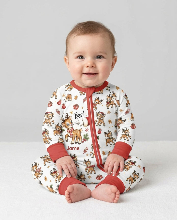 Reindeer Santa Boop Custom Name Bamboo Convertible Zippy
