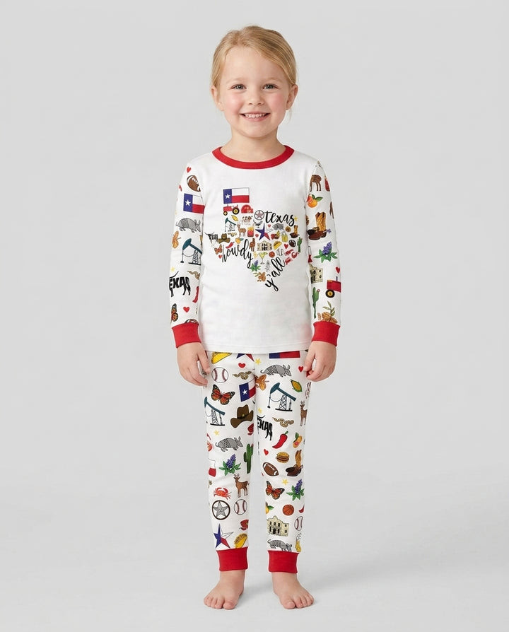 Texas Map Bamboo Two Piece Long Sleeve Pajama Set