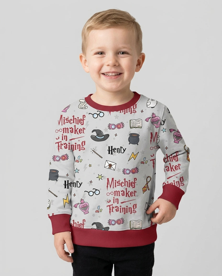 Custom Name Mischief Maker In Training Bamboo Crewneck Sweatshirt