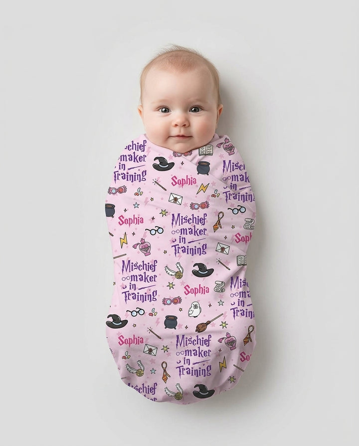 Custom Name Mischief Maker In Training swaddle blanket