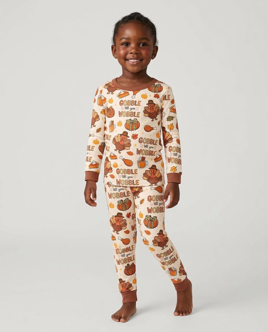 Gobble Gobble Till You Wobble Bamboo Two Piece Long Sleeve Pajama Set