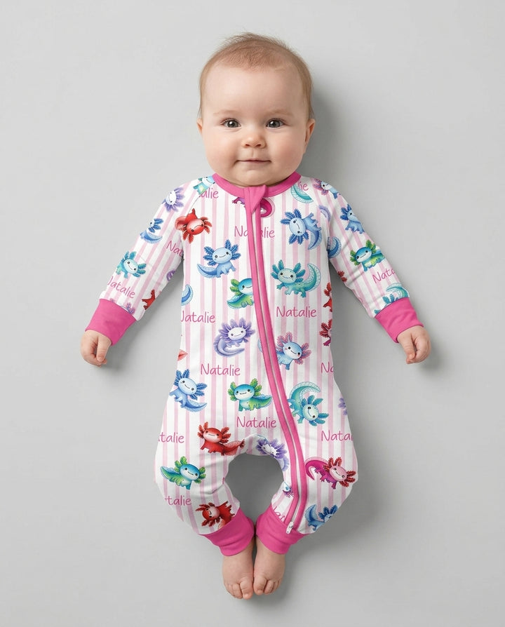 Cute Axololt Custom Name Bamboo Convertible Zippy