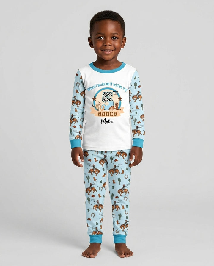 Personalized Birthday When I Wake Up It Will Be Rodeo Bamboo Two Piece Long Sleeve Pajama Set
