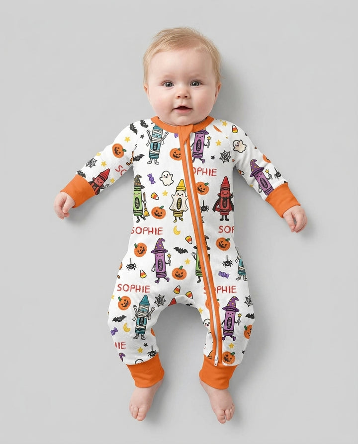 Custom Name Halloween Crayon Bamboo Convertible Zippy