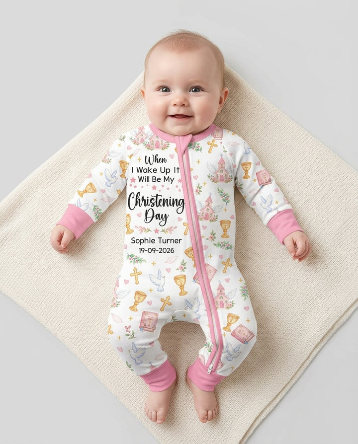 Personalized When I Wake Up It Will Be My Christening Day Bamboo Convertible Zippy