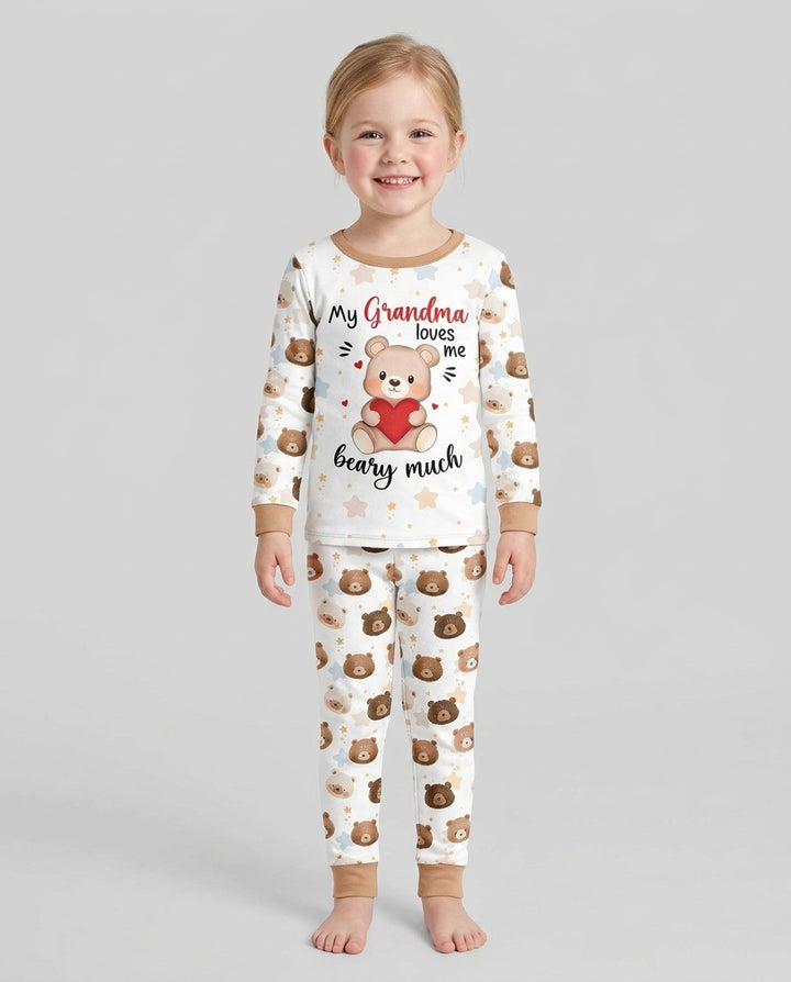 Personalized My Grandma Loves Me Beary Much Bamboo Two Piece Long Sleeve Pajama Set