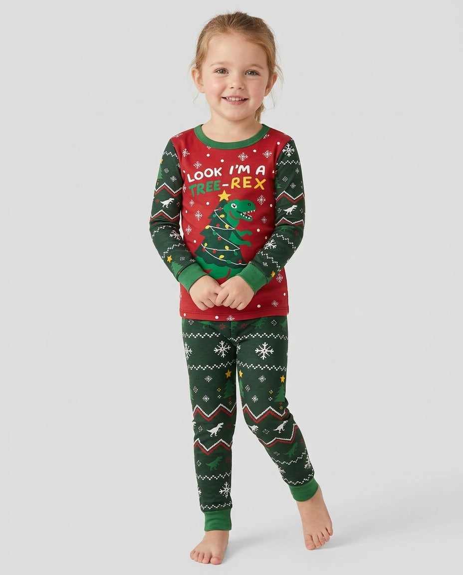 Look I'm Tree-Rex Ugly Christmas Bamboo Two Piece Long Sleeve Pajama Set