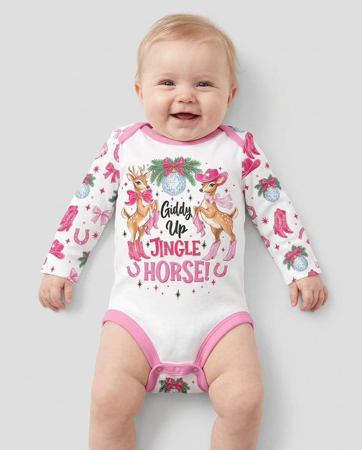 Western Christmas Giddy-up Jingle Horse Bamboo Bodysuit