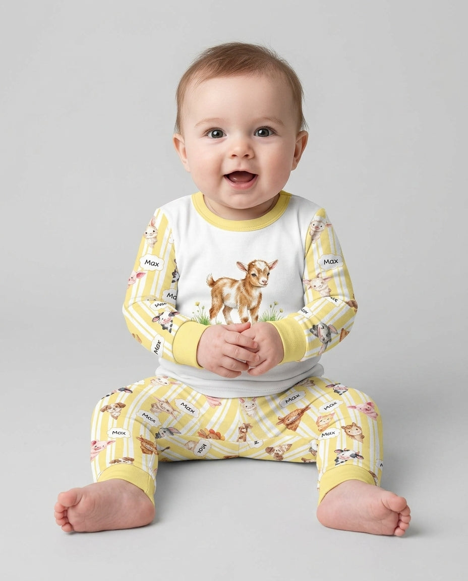 New Kid in Town Custom Name Bamboo Two Piece Long Sleeve Pajama Set