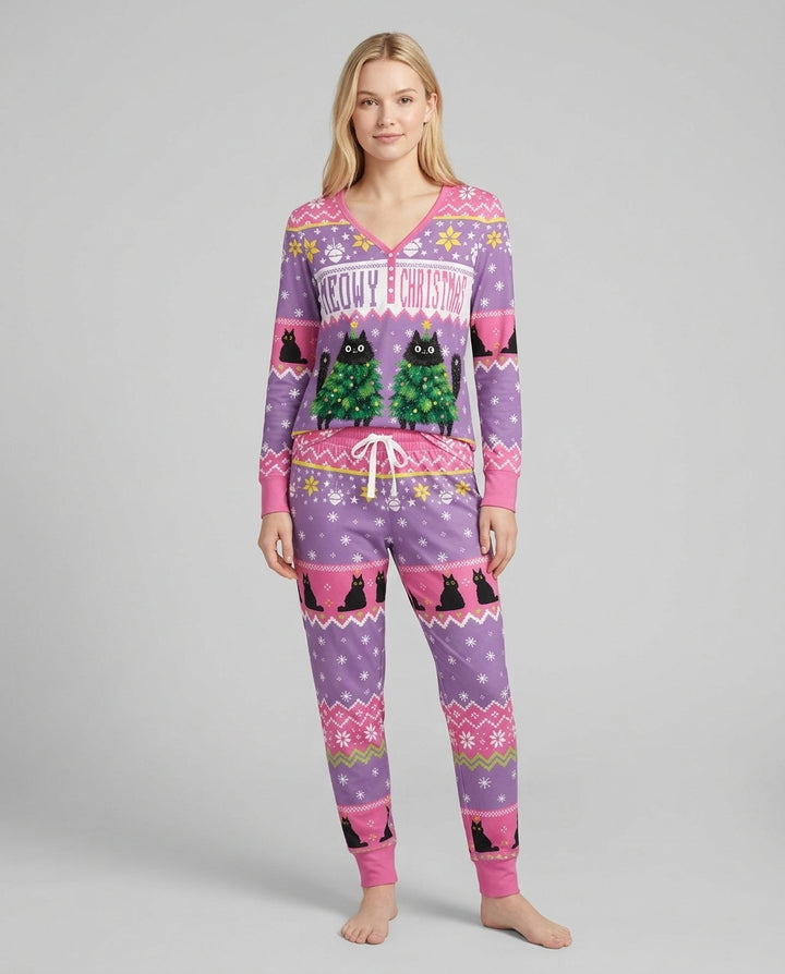 Meowy Christmas Bamboo Women Pajama Set