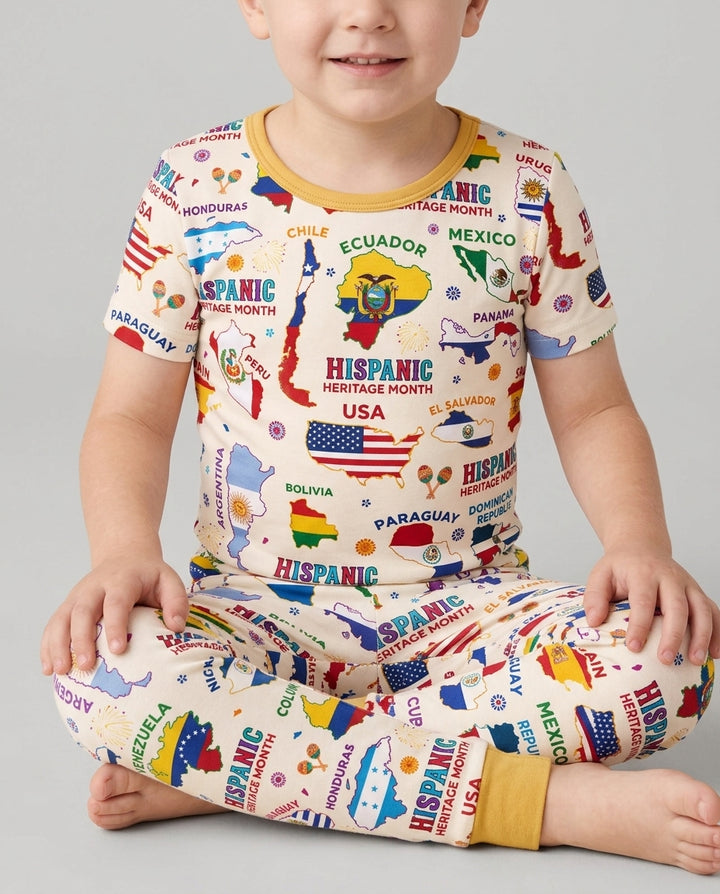 Hispanic Heritage Month Country Flags Bamboo Two Piece Short Sleeve Pajama Set