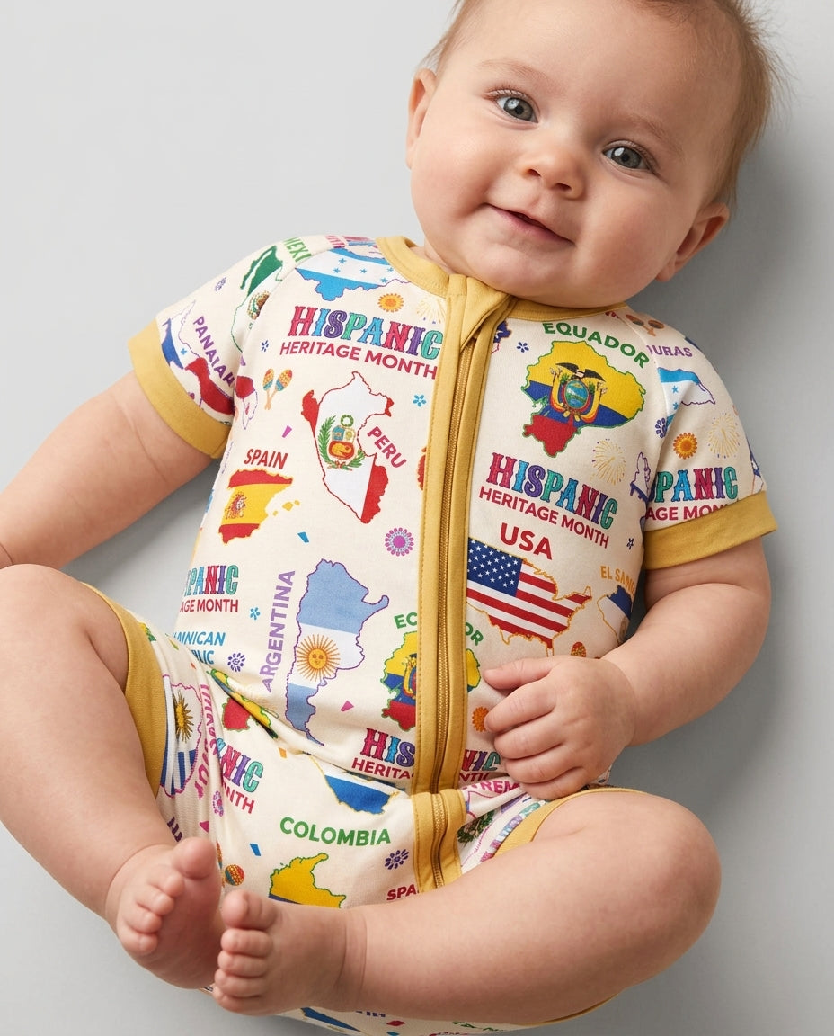 Hispanic Heritage Month Country Flags Bamboo Shorty Zippy